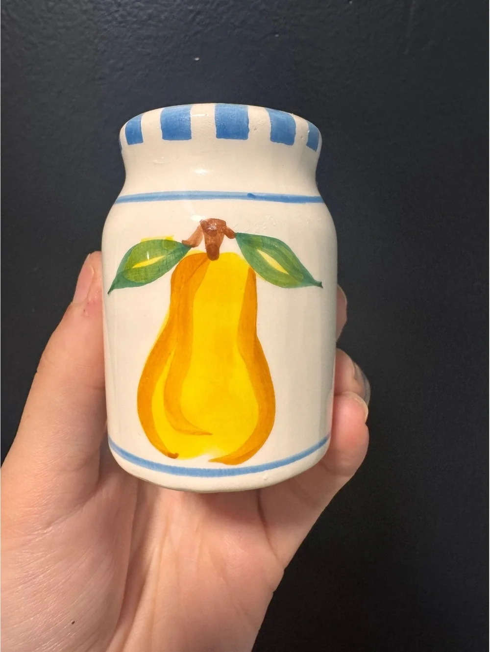 Hand-Painted Ceramic Napkin Holder and Salt & Pepper Shakers with Fruit Motif
